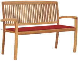 vidaXL Bancă de grădină stivuibilă cu pernă, 128, 5 cm, lemn masiv tec (3063285)