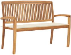 vidaXL Bancă de grădină stivuibilă cu pernă, 128, 5 cm, lemn masiv tec (3063281)