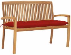 vidaXL Bancă de grădină stivuibilă cu pernă, 128, 5 cm, lemn masiv tec (3063300)