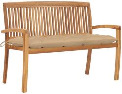 vidaXL Bancă de grădină stivuibilă cu pernă, 128, 5 cm, lemn masiv tec (3063297)