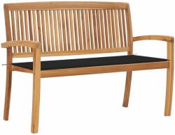 vidaXL Bancă de grădină stivuibilă cu pernă, 128, 5 cm, lemn masiv tec (3063286)