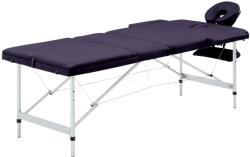 vidaXL Masă de masaj pliabilă cu 3 zone, violet, aluminiu (110198)