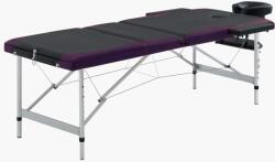 vidaXL Masă de masaj pliabilă, 3 zone, negru și violet, aluminiu (110239)