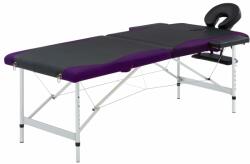 vidaXL Masă pliabilă de masaj, 2 zone, negru și violet, aluminiu (110231)