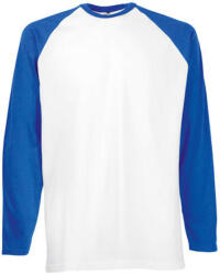 Fruit of the Loom Férfi póló Hosszú ujjú Fruit of the Loom Baseball Longsleeve T - L, Fehér/Királykék