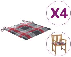 vidaXL Perne de scaun carouri roșii, 4 buc. , 50x50x3 cm, textil Oxford (314069)