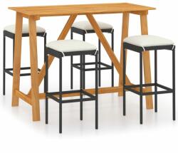 vidaXL Set mobilier bar de grădină cu perne, 5 piese, negru (3067963)