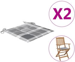 vidaXL Perne de scaun, carouri gri, 2 buc. , 40x40x3 cm, textil Oxford (314035)