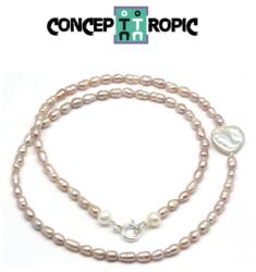  Colier din Perle de Cultura Roz Neregulate 4-6 x 3-5 mm - Accesorii Argint 925