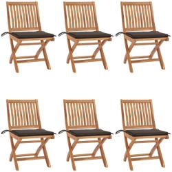 vidaXL 6 db összecsukható tömör tíkfa kerti szék párnával (3072840/41/42/43/44/45/46/47/48/49)