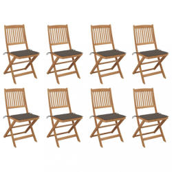vidaXL 8 db összecsukható tömör akácfa kerti szék párnákkal (3075120/21/22/23/24/25/26/27/28/29)