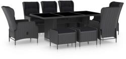 vidaXL Set mobilier exterior cu perne, 9 piese, gri închis, poliratan (3060157)