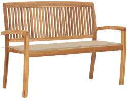 vidaXL Bancă de grădină stivuibilă cu pernă, 128, 5 cm, lemn masiv tec (3063282)