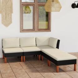 vidaXL Set mobilier de grădină cu perne, 5 piese, negru, poliratan (3059732) - vidaxl
