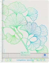 Herlitz Caiet cu spira A4, 70 file, patratele, Ginkgo Greenline, Herlitz HZ50033485