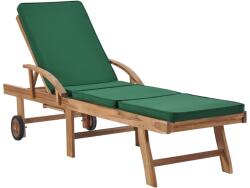 vidaXL Șezlong cu pernă, verde, lemn masiv de tec (48024) - comfy