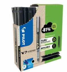 Pilot Set 10 rollere cu cerneala Pilot V7 Plus negru 0.7 mm si 30 rezerve (PWLT556251)