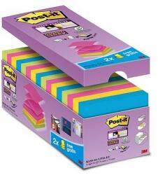 3M Post-it " Super Sticky" " Z" öntapadós jegyzettömb 76x76mm 16x90 lap színes kocka 16 tömb/csom