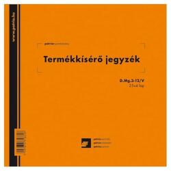 Pátria termékkísérő jegyzék 25x4 lapos tömb D. MG. 3-12/V
