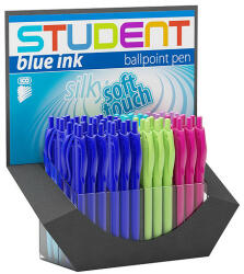 ICO Student golyóstoll vegyes színekben, műanyag, nyomógombos 0, 7mm kék írásszín