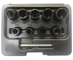 Welzh Werkzeug 4090-WW 3/8"-os csavarkiszedő készlet sérült fejű csavarokhoz, 10-19 mm, 9+1 részes (4090-WW)