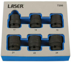 Laser Tools LAS-7200 1/2"-os csavarkiszedő készlet sérült fejű csavarokhoz, 17-24 mm, 6 részes (LAS-7200)