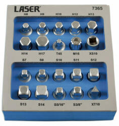 Laser Tools LAS-7365 olajleeresztő kulcs készlet, 3/8", 20 részes (LAS-7365)