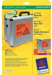 Avery-Zweckform L6005-25 210x297mm 1 pályás lézer etikett kerekített visszaszedhető kerekített sarkú neon piros 1 címke/ív 25ív/cs