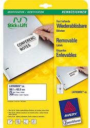 Avery-Zweckform L4743REV-25 99, 1x42, 3mm 2 pályás univerzális etikett kerekített sarkú visszaszedhető 12 címke/ív 25ív/csomag