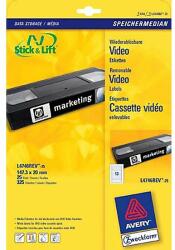 Avery-Zweckform L4746REV-25 147, 3x20mm 1 pályás univ. etikett videokazettához kerekített sarkú visszaszed. 13 címke/ív 25ív/cs
