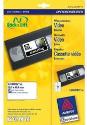 Avery-Zweckform L4742REV-25 78, 7x46, 6mm 2 pályás univ. etikett videokazettához kerekített sarkú visszaszed. 12 címke/ív 25ív/cs