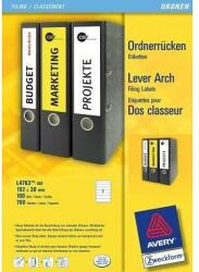 Avery-Zweckform L4763-20 38x192mm 1 pályás univerzális etikett iratrendezőhöz kerekített sarkú kék 7 címke/ív 20ív/csomag