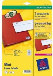 Avery-Zweckform L7551-25 38, 1x21, 2mm 5 pályás lézer etikett kerekített sarkú átlátszó 65 címke/ív 25ív/csomag