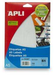 APLI 10307 A5 45x8mm eltávolítható univerzális etikett ékszerekhez 51 címke/ív 15ív/csomag