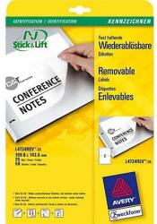 Avery-Zweckform L4734REV-25 199, 6x143, 5mm 1 pályás univerzális etikett kerekített sarkú visszaszedhető 2 címke/ív 25ív/csomag