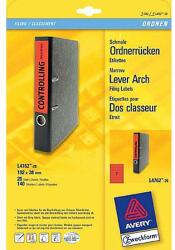 Avery-Zweckform L4762-20 192x38mm 1 pályás univerzális etikett iratrendezőhöz kerekített sarkú piros 7 címke/ív 20 ív/csomag