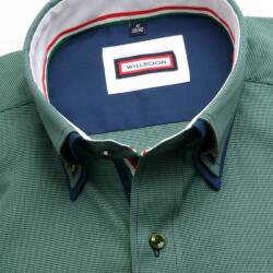 Willsoor pentru bărbați tricouri subțire potrivi (înălțime 176-182) 6789 în verde culoare cu dublu guler pe b