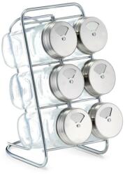 Zeller Set recipient si suport Zeller pentru condimente, 18 x 9.3 x 15 cm, 80 ml, Transparent