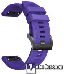 Okosóra szíj - szilikon - LILA - 94mm +127mm hosszú, 22mm QUICKFIT - Garmin Fenix 5 / 5 Plus / 5 Plus Sapphire / 6 / 6 Pro / 6 Sapphire / Instinct / Forerunner 935 / 745 / 945 / Quatix 3 / Descent MK1