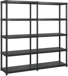 vidaXL Raft de depozitare cu 5 polițe, negru, 170x40x185 cm, plastic (3059853) Raft