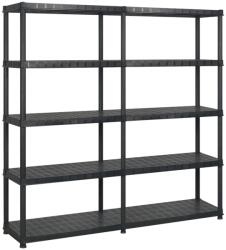 vidaXL Raft de depozitare cu 5 polițe, negru, 183x45, 7x185 cm, plastic (3059854) Raft