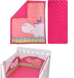 smarTrike Set de lenjerie de pat din 3 părți pentru pătuț pentru copii Joy line, toTs, hippo pink, 011213 Lenjerii de pat bebelusi‎, patura bebelusi