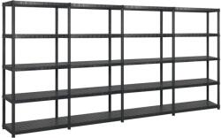 vidaXL Raft de depozitare cu 5 polițe, negru, 340x40x185 cm, plastic (3059861) Raft