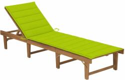 vidaXL Șezlong pliabil cu pernă, lemn masiv de acacia (3064175)