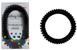 Rolling Hills Elastic- brățară pentru păr, neagră - Rolling Hills 5 Traceless Hair Rings Slimmer Black 5 buc