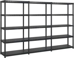 vidaXL Raft de depozitare cu 5 polițe, negru, 255x40x185 cm, plastic (3059857) Raft