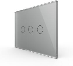 LIVOLO Intrerupator triplu cu touch Livolo din sticla, standard italian - Serie noua - culoare gri
