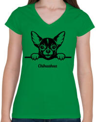 printfashion Chihuahua - Női V-nyakú póló - Zöld (5117333)