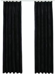  Draperii opace cu cârlige, 2 buc. , negru, 140x245 cm, catifea (134494)