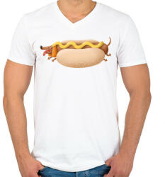 printfashion Hotdog - Férfi V-nyakú póló - Fehér (5090354)